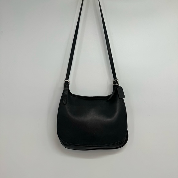 VINTAGE COACH BLACK HIPPIE FLAP SHOULDER BAG Handcrafted - #9134 - Picture 2 of 12